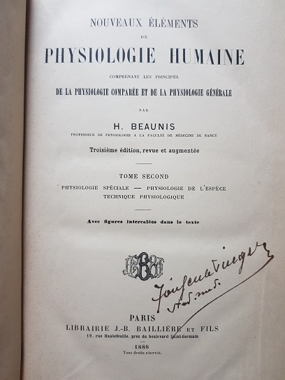 H. Beaunis - Nouveaux elements de Physiologie Humaine comprenant les principes de la physiologie comparee et de la physiologie generale 2 volume (1888) - imagine 3